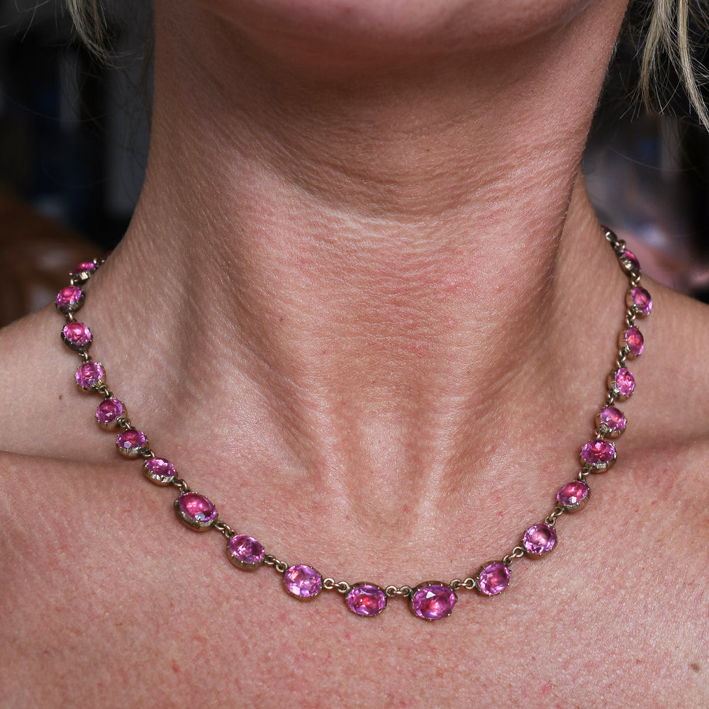 Georgian Pink Paste Rivière Necklace