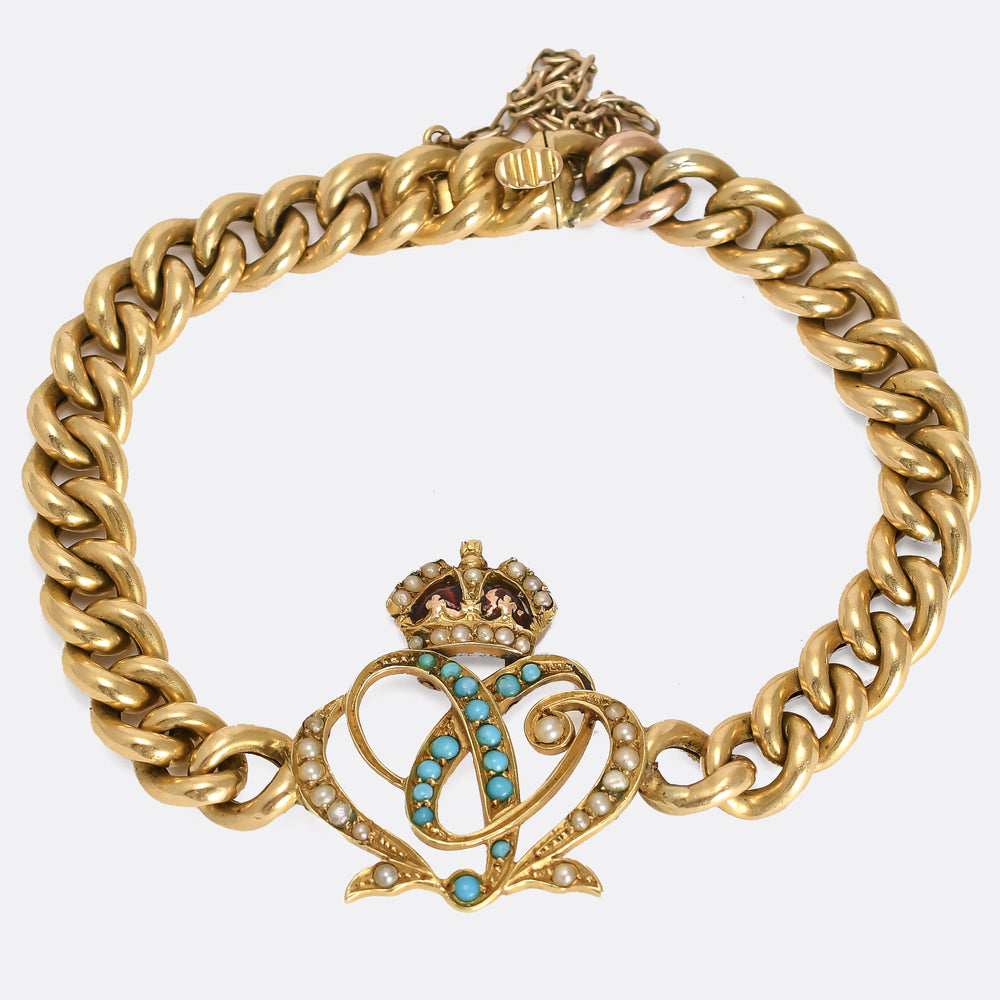 Edwardian Turquoise & Pearl Coronation Bracelet