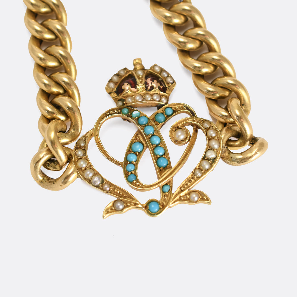 Edwardian Turquoise & Pearl Coronation Bracelet