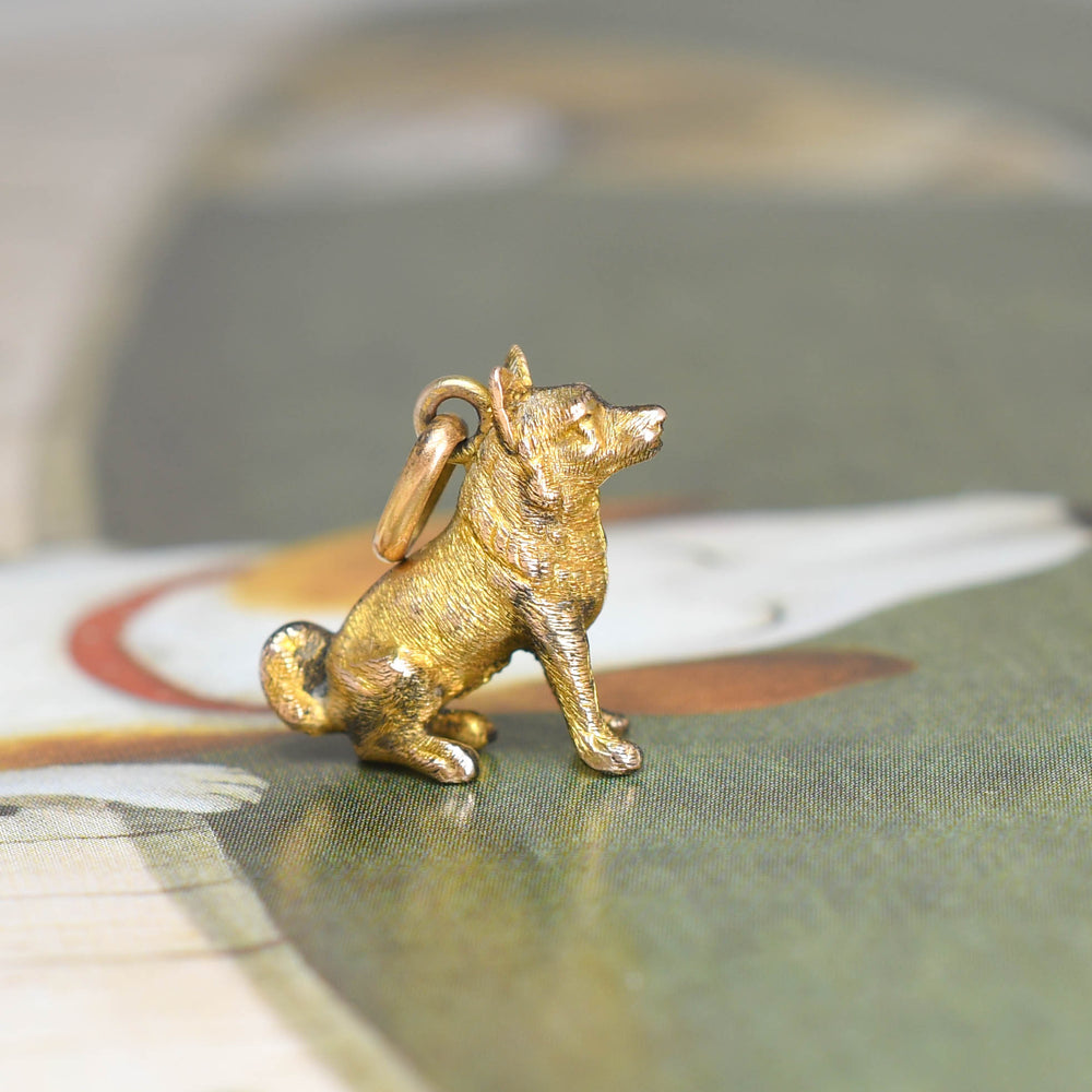 Victorian Gold Alsatian Dog Charm