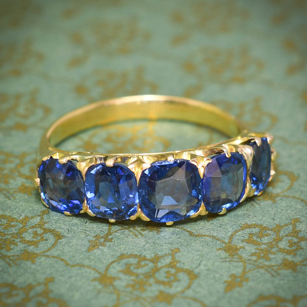Victorian Burma Sapphire 5-Stone Half Hoop Ring