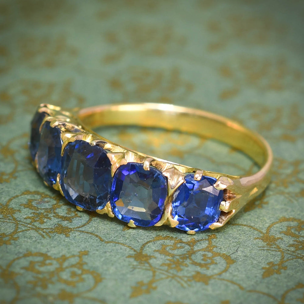 Victorian Burma Sapphire 5-Stone Half Hoop Ring