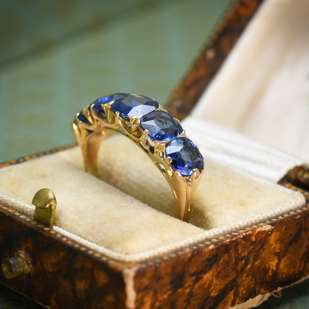Victorian Burma Sapphire 5-Stone Half Hoop Ring