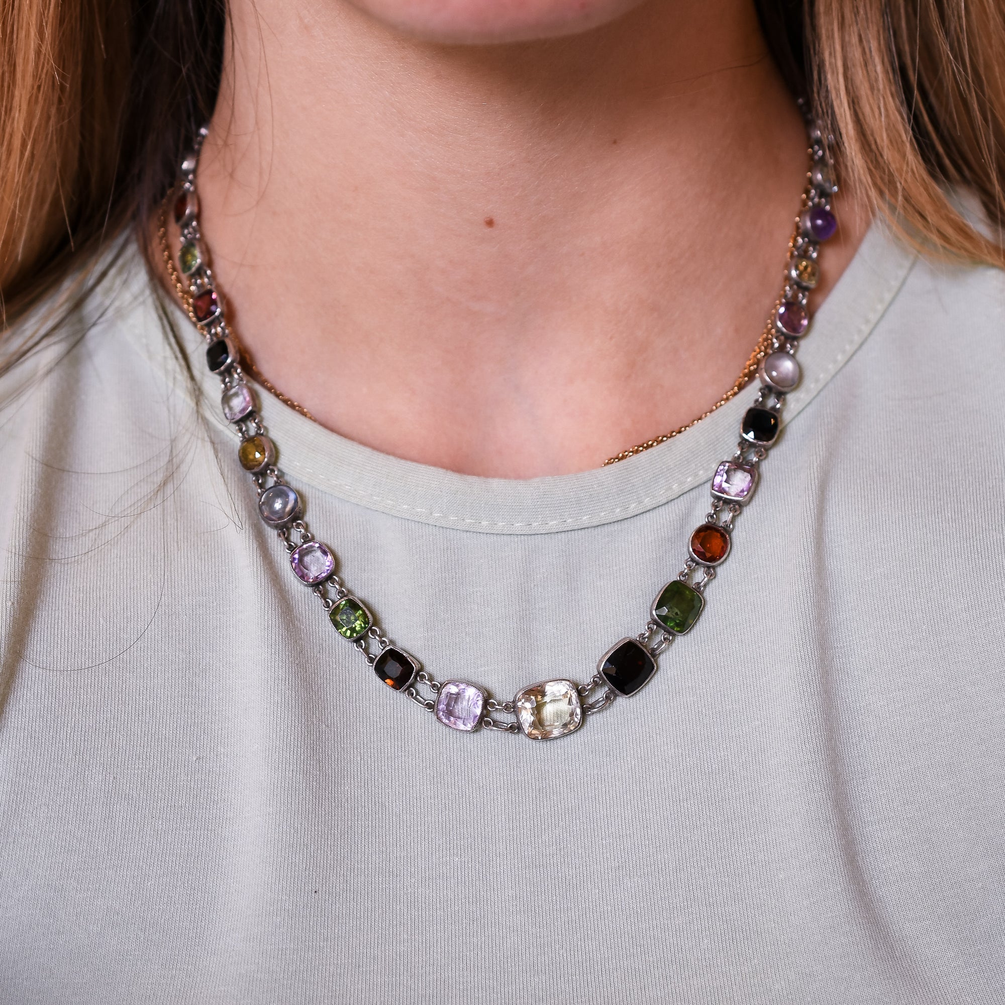 Multi gem necklace deals