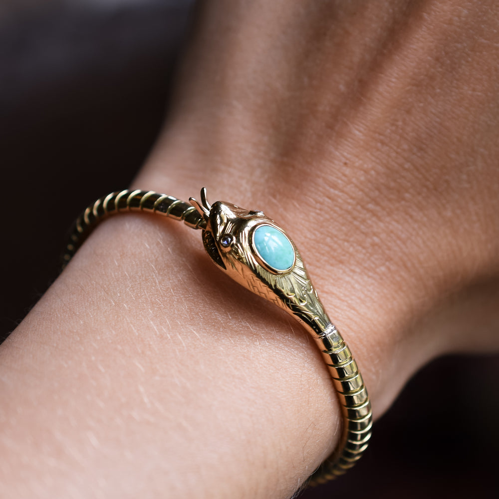 Victorian Turquoise & Gold Ouroboros Snake Bracelet