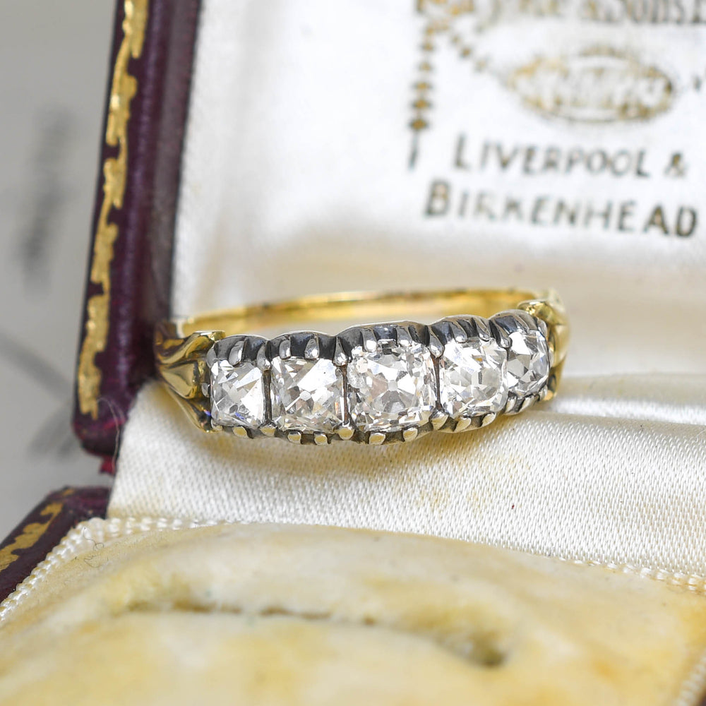 Georgian Peruzzi Cut Diamond 5-Stone Ring