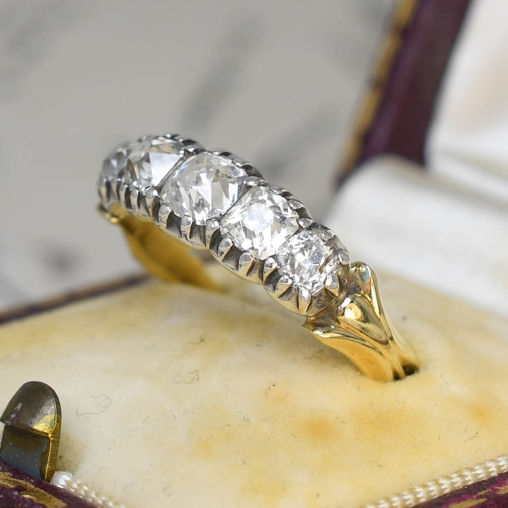 Georgian Peruzzi Cut Diamond 5-Stone Ring