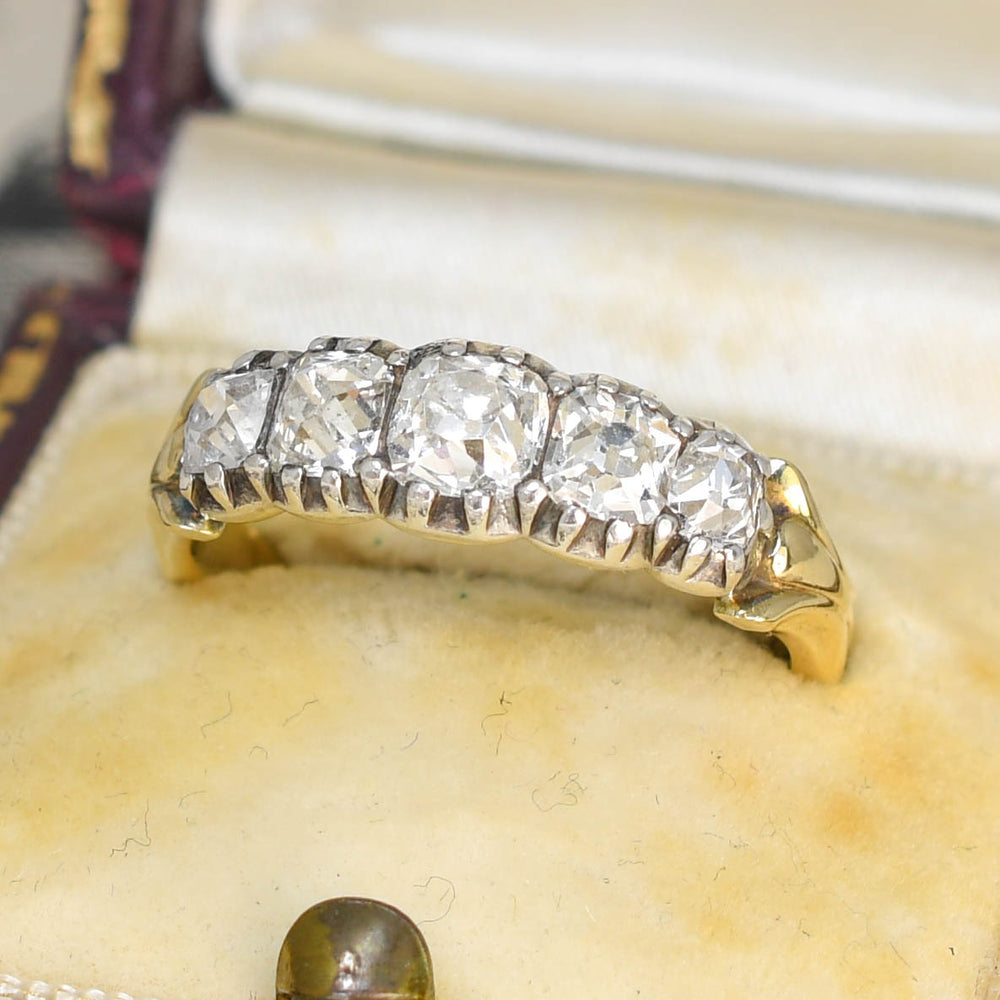 Georgian Peruzzi Cut Diamond 5-Stone Ring