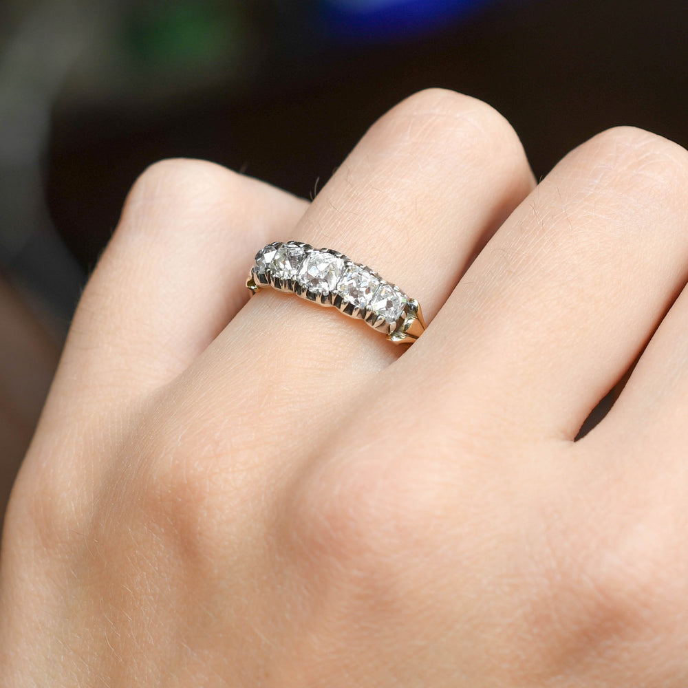 Georgian Peruzzi Cut Diamond 5-Stone Ring