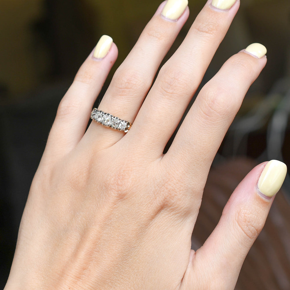 Georgian Peruzzi Cut Diamond 5-Stone Ring
