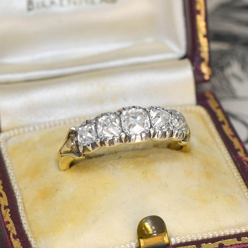 Georgian Peruzzi Cut Diamond 5-Stone Ring