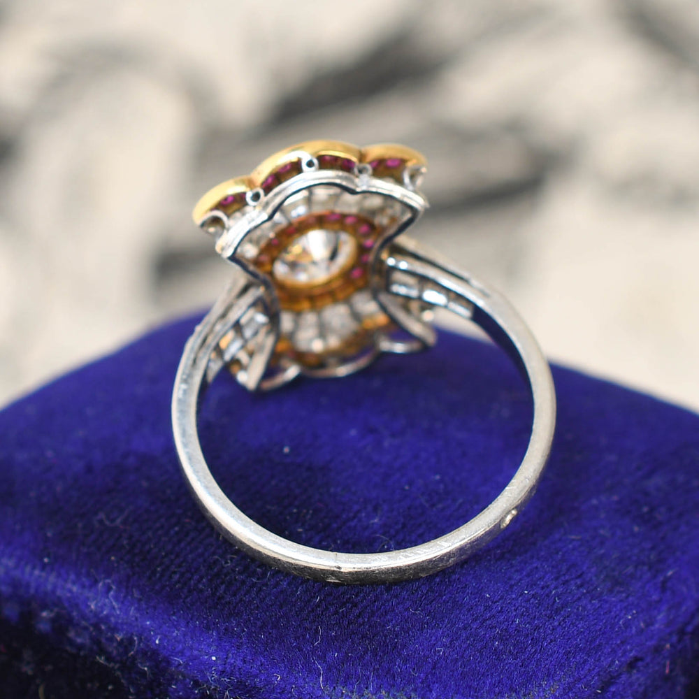Belle Époque French Ruby & Diamond Bow Ring