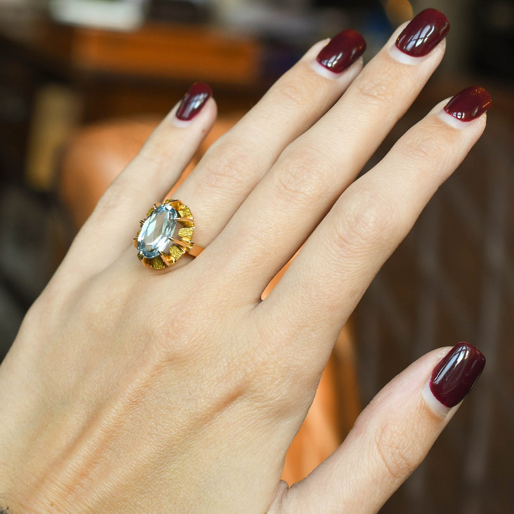 Vintage 2.45ct Aquamarine Statement Ring