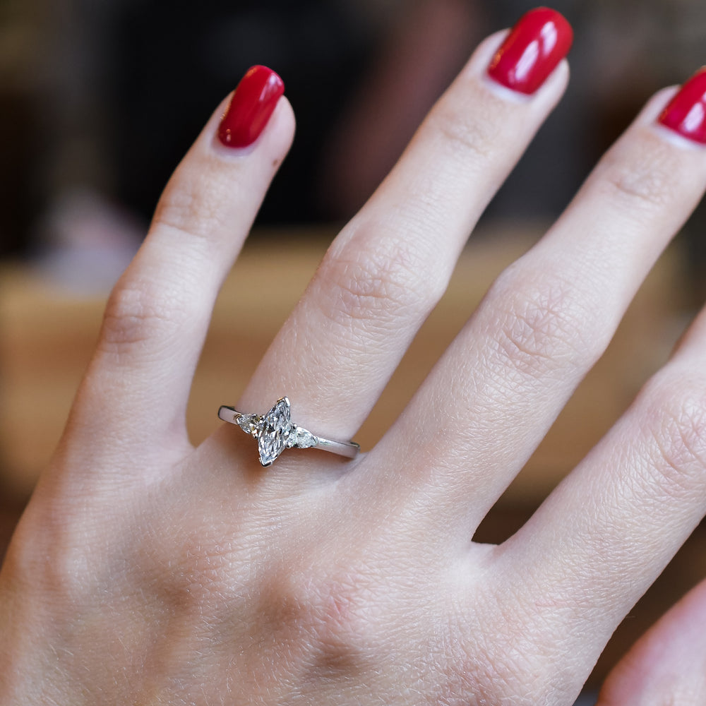 0.65ct Marquise Diamond Engagement Ring