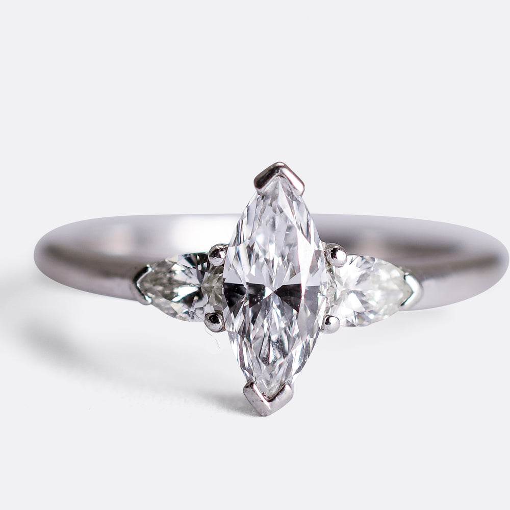 0.65ct Marquise Diamond Engagement Ring