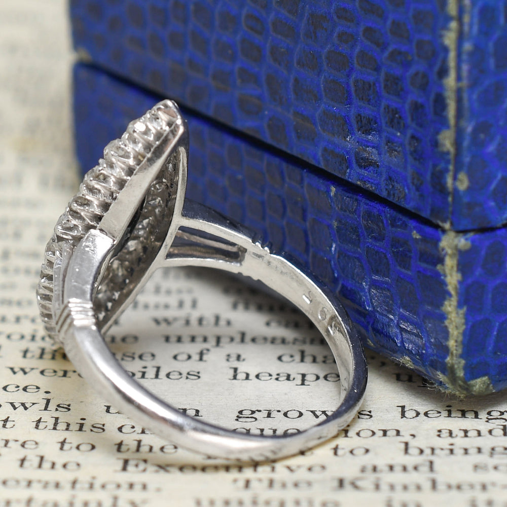 Edwardian Sapphire & Diamond Navette Cluster Ring