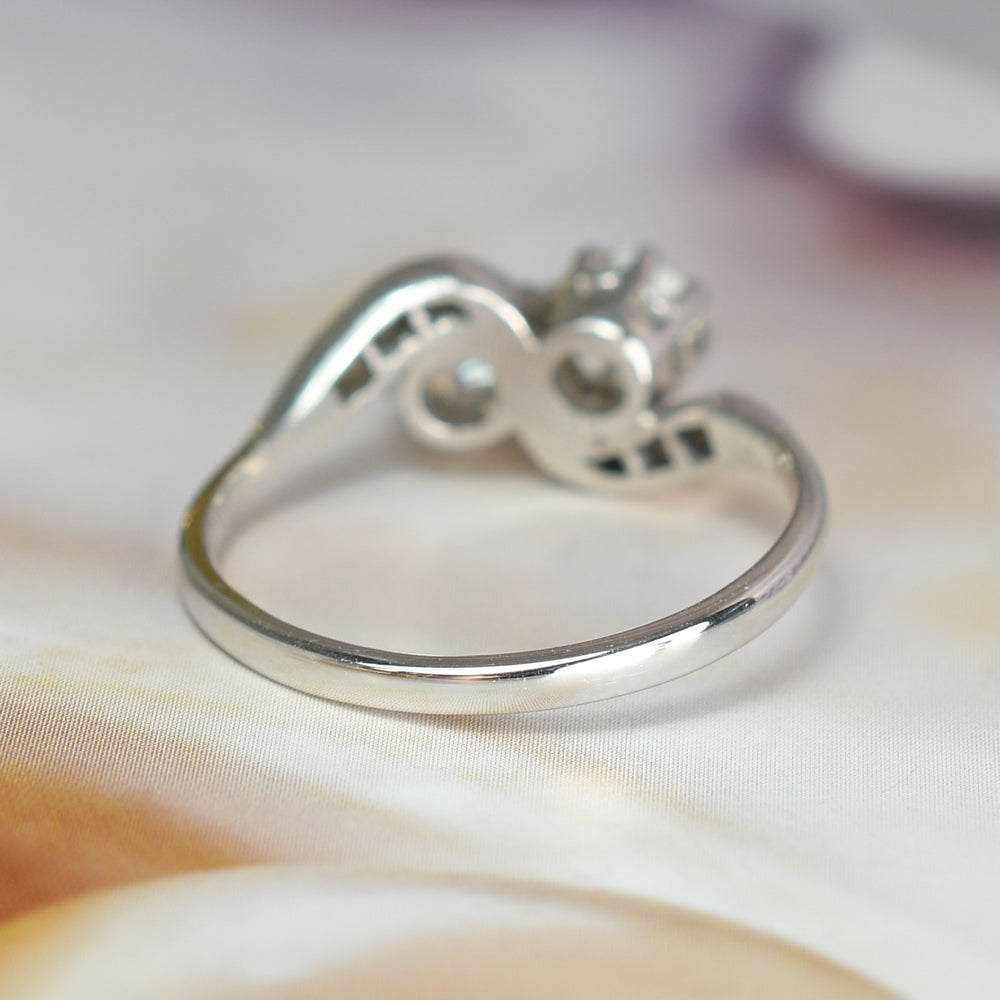 1920's Diamond Toi et Moi Crossover Engagement Ring