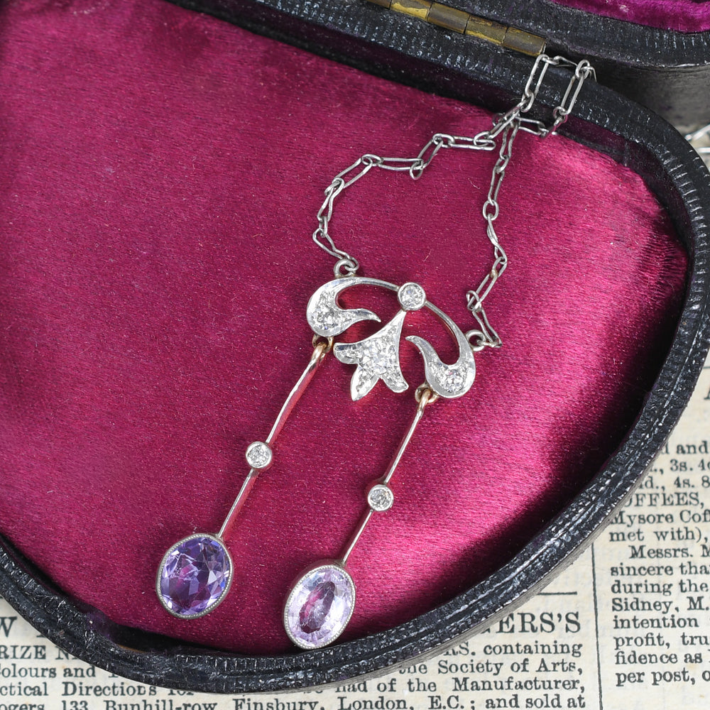 Edwardian Topaz & Diamond Negligee Necklace