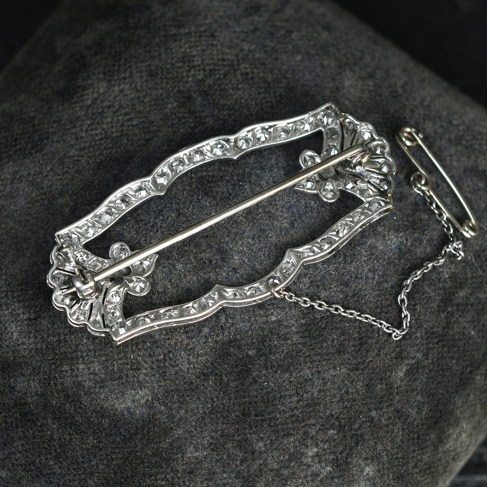 Edwardian Diamond & Onyx Frame Brooch