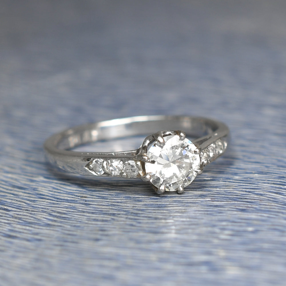 Art Deco Diamond Solitaire Engagement Ring