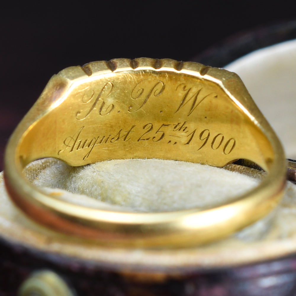 Georgian Pearl, Diamond & Enamel Triple Row Ring