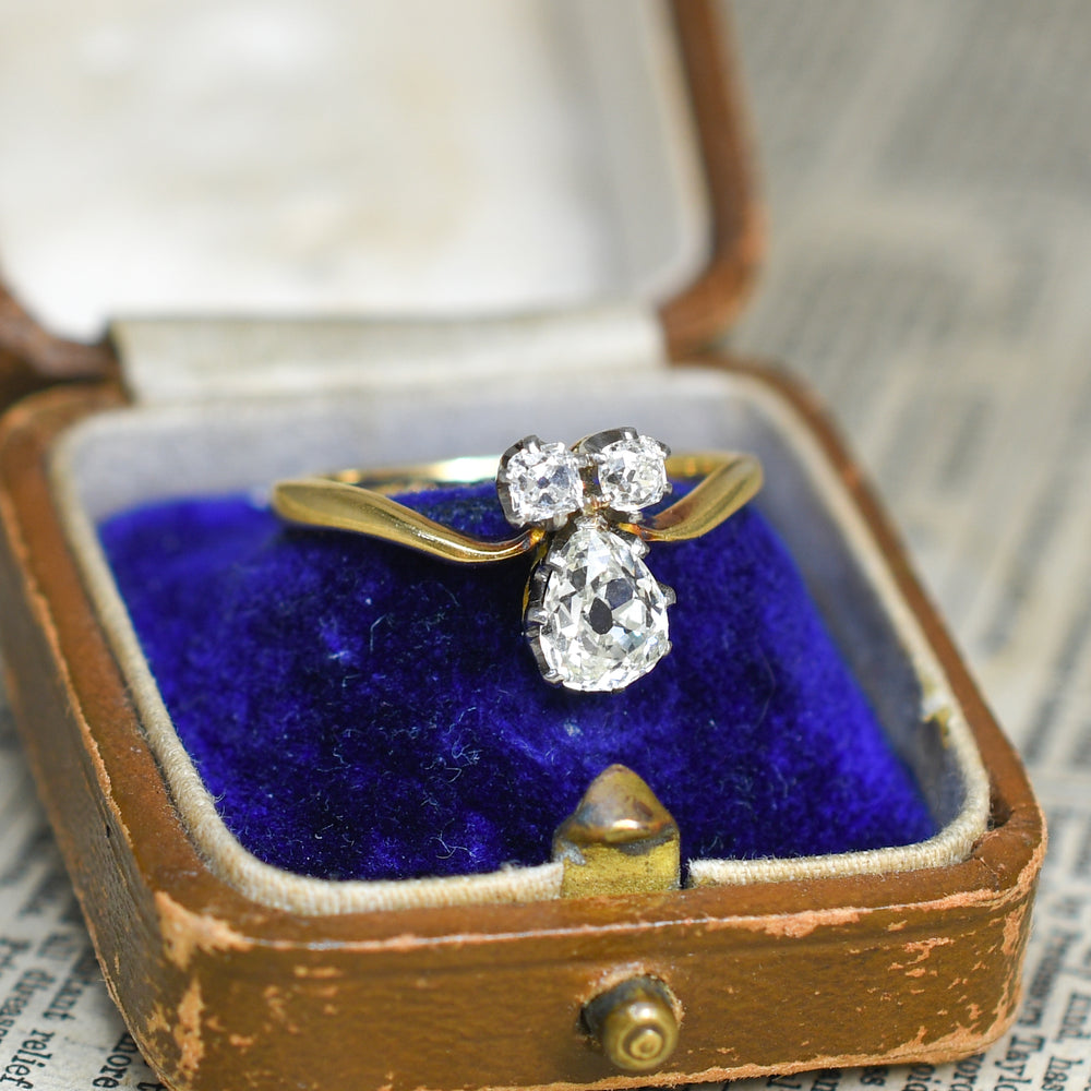 Art Nouveau Diamond Three-Stone Ring