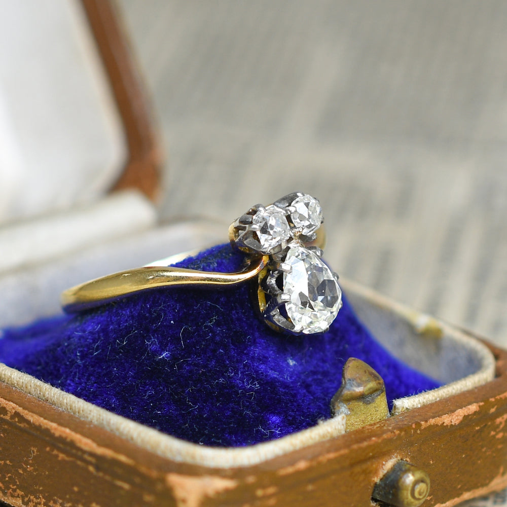 Art Nouveau Diamond Three-Stone Ring