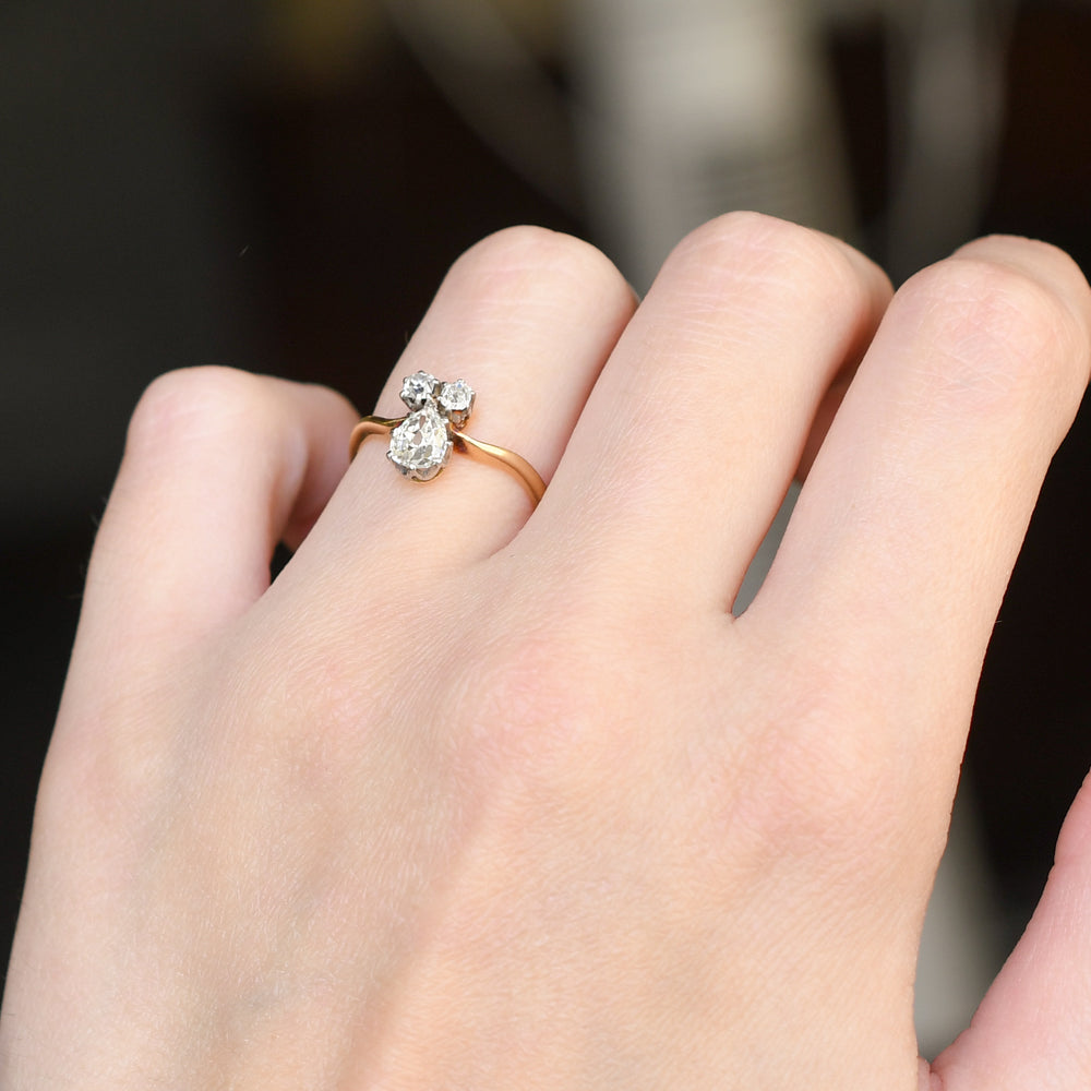 Art Nouveau Diamond Three-Stone Ring