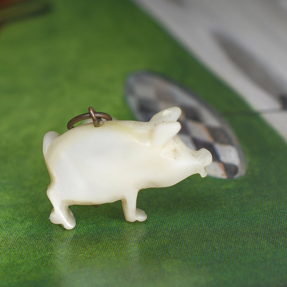 Victorian Mother of Pearl Lucky Pig Charm