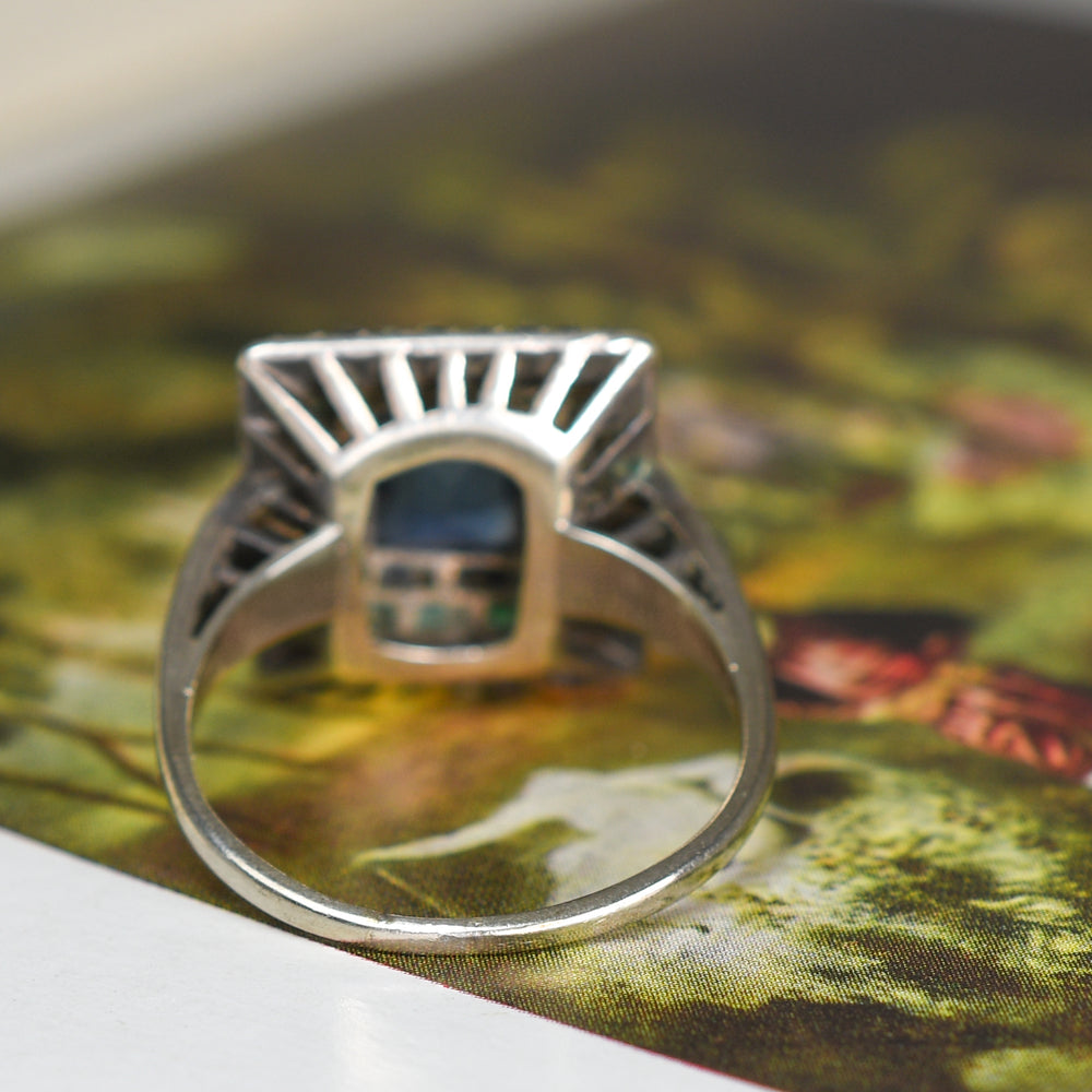 High Art Deco Paste Gemstone Cluster Ring