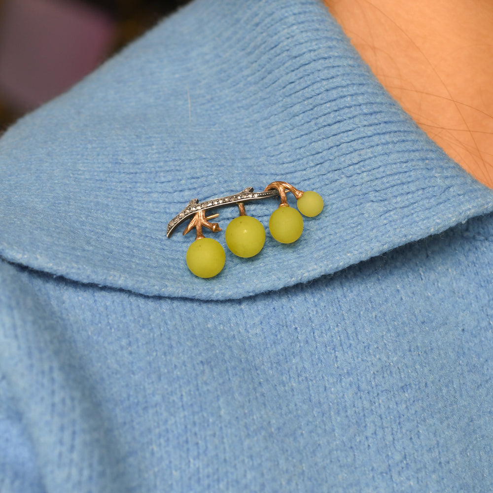 Antique Rose Cut Diamond Grape Vine Brooch by Fonsèque et Olive