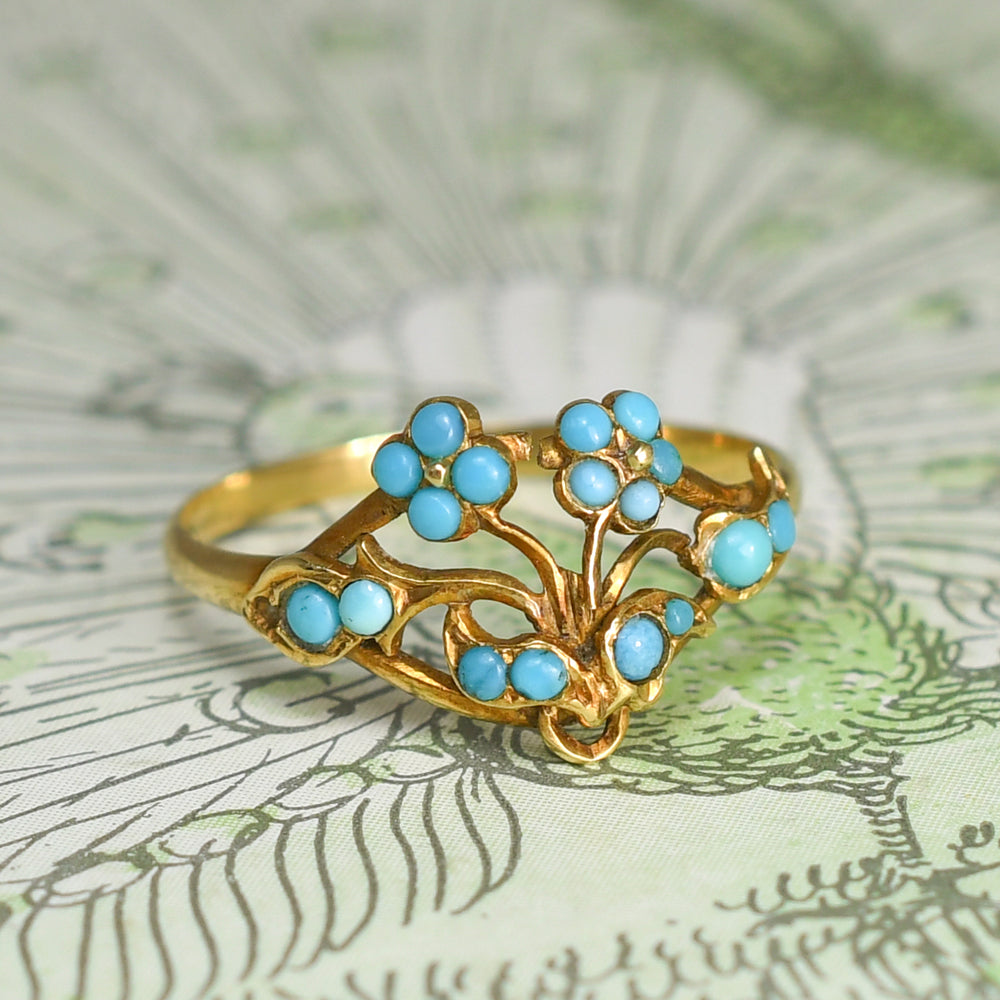 Georgian Gold Turquoise Giardinetti Ring
