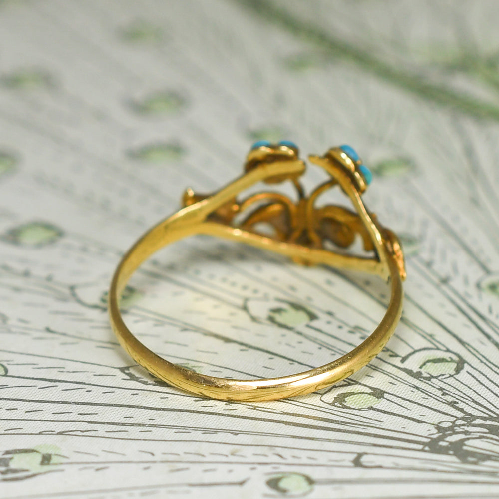 Georgian Gold Turquoise Giardinetti Ring