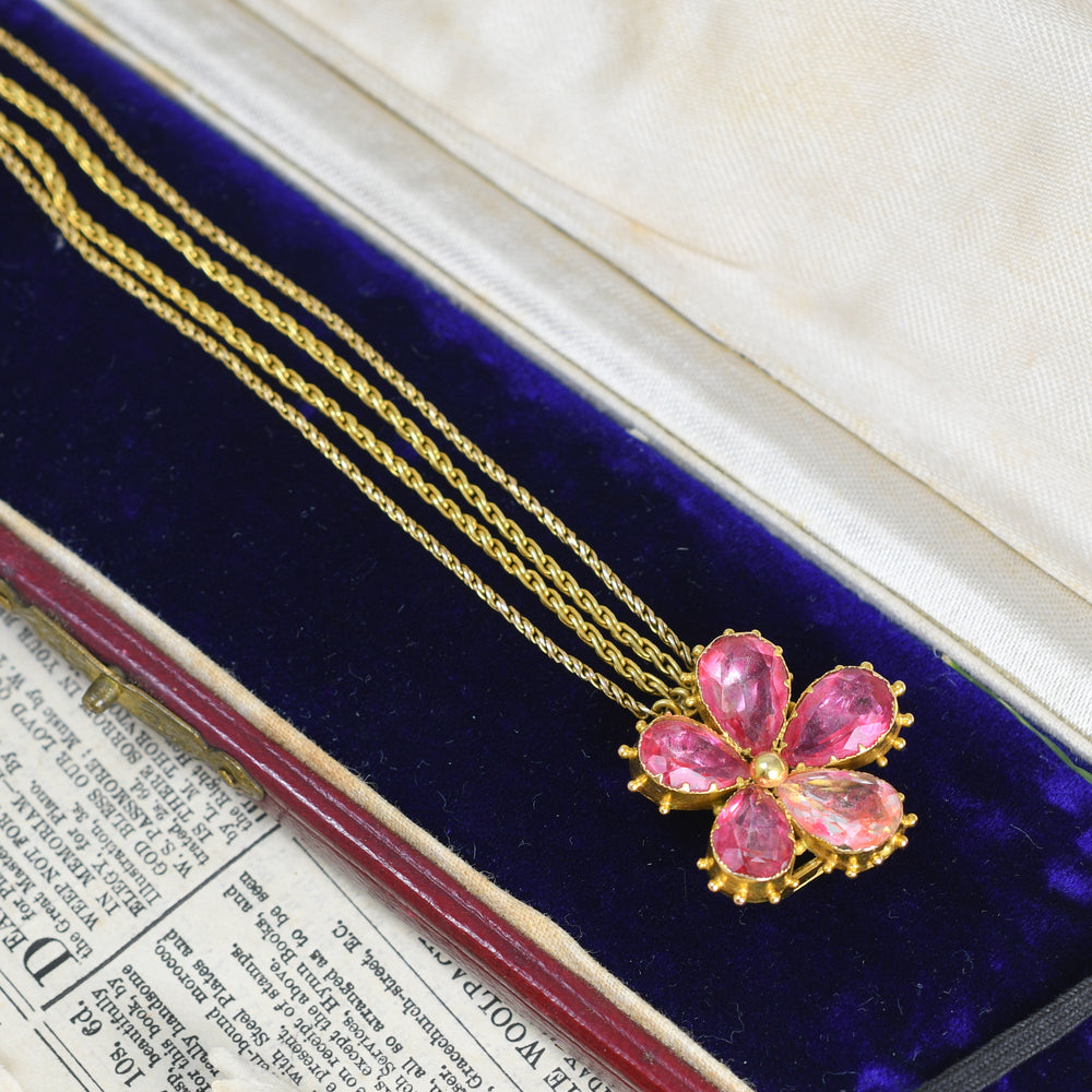 Georgian Boxed Pink Topaz Chain Bracelet