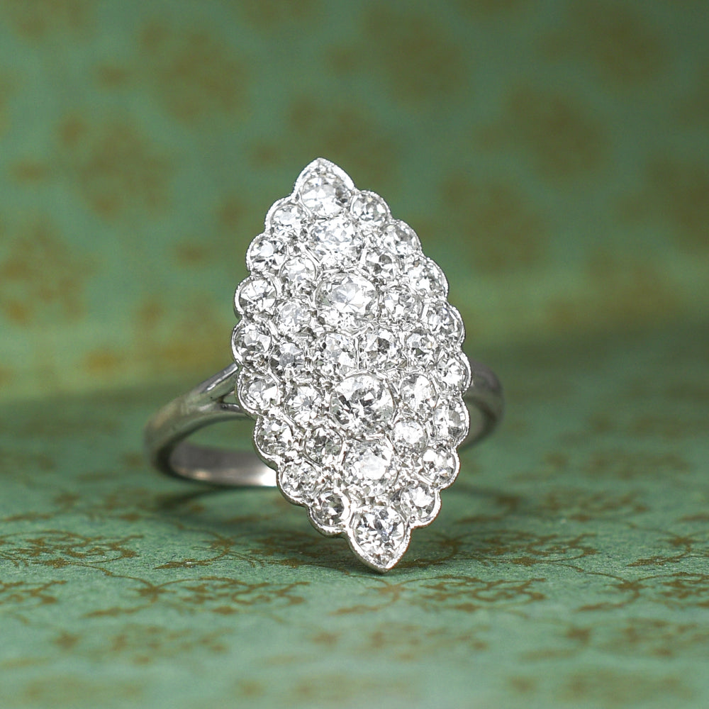 Edwardian Diamond Navette Cluster Ring