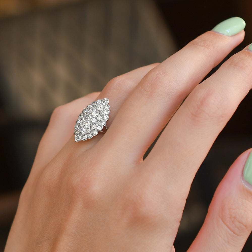 Edwardian Diamond Navette Cluster Ring