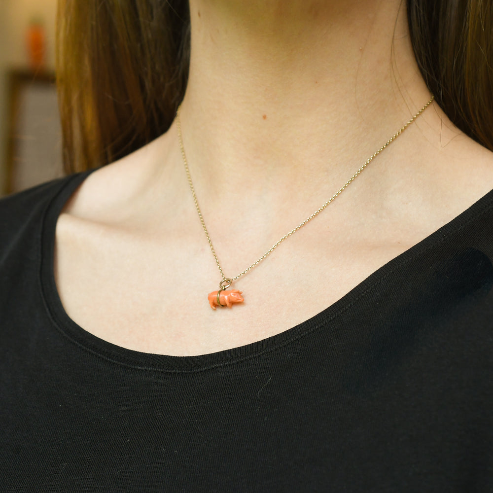 Georgian Coral Lucky Piggy Charm