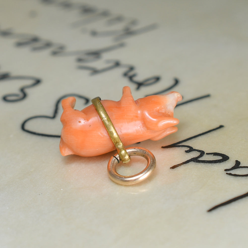 Georgian Coral Lucky Piggy Charm