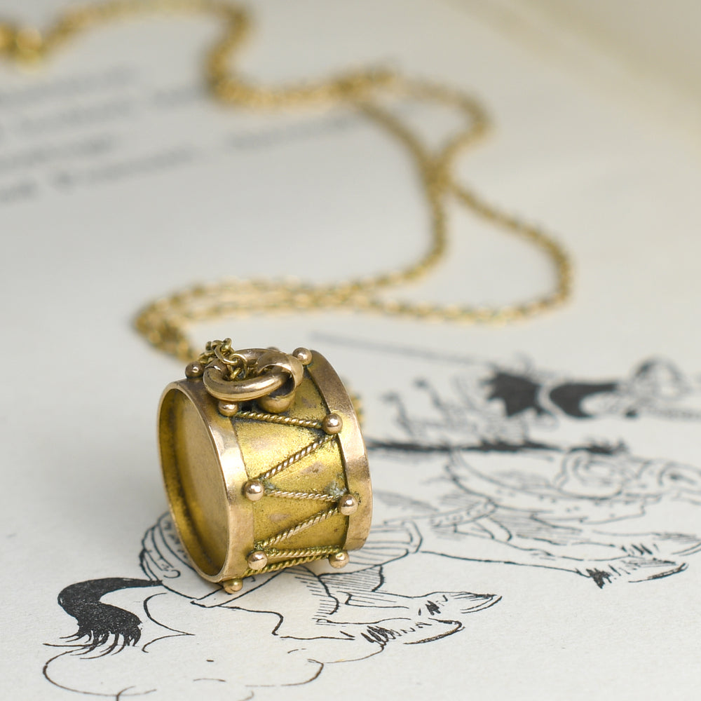 Antique Gold Military Drum Charm