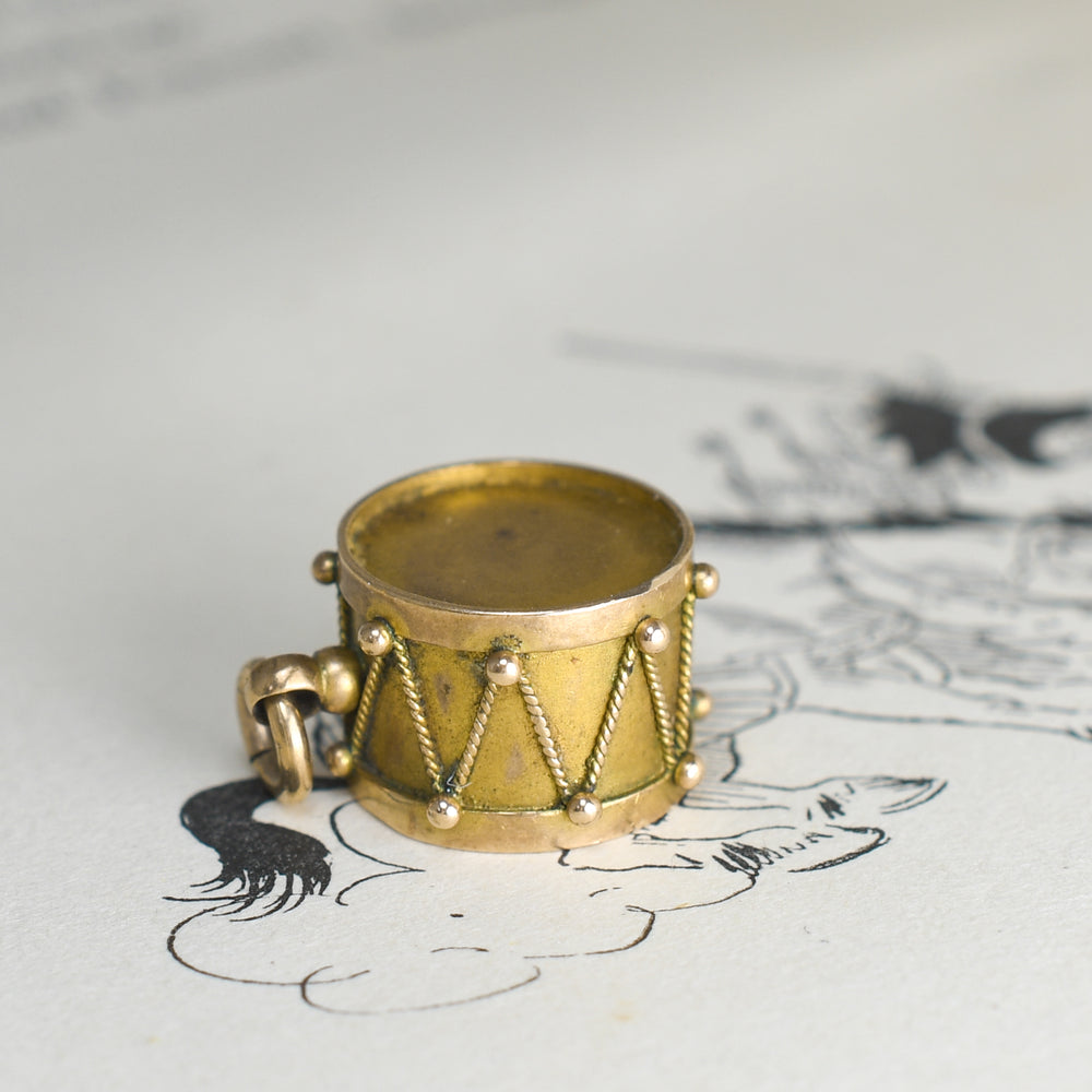 Antique Gold Military Drum Charm