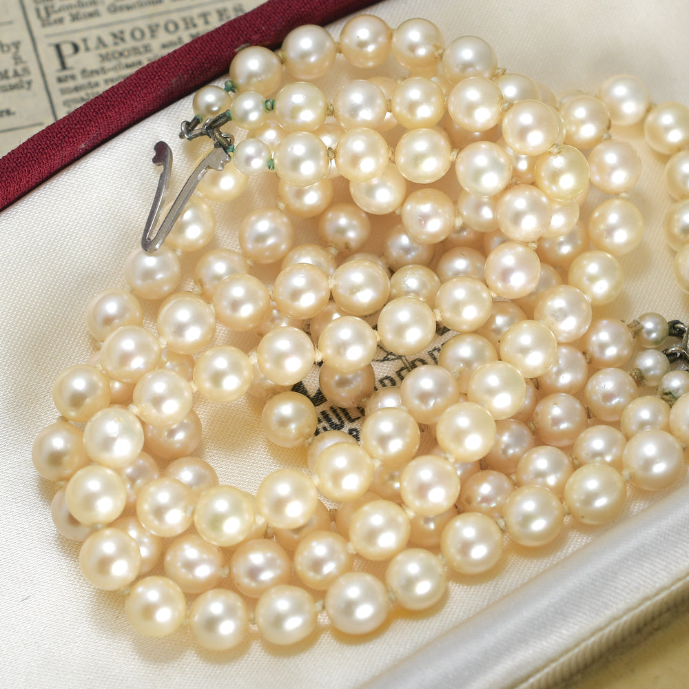 1950's Lotus Cultured Pearl Three-Strand Necklace