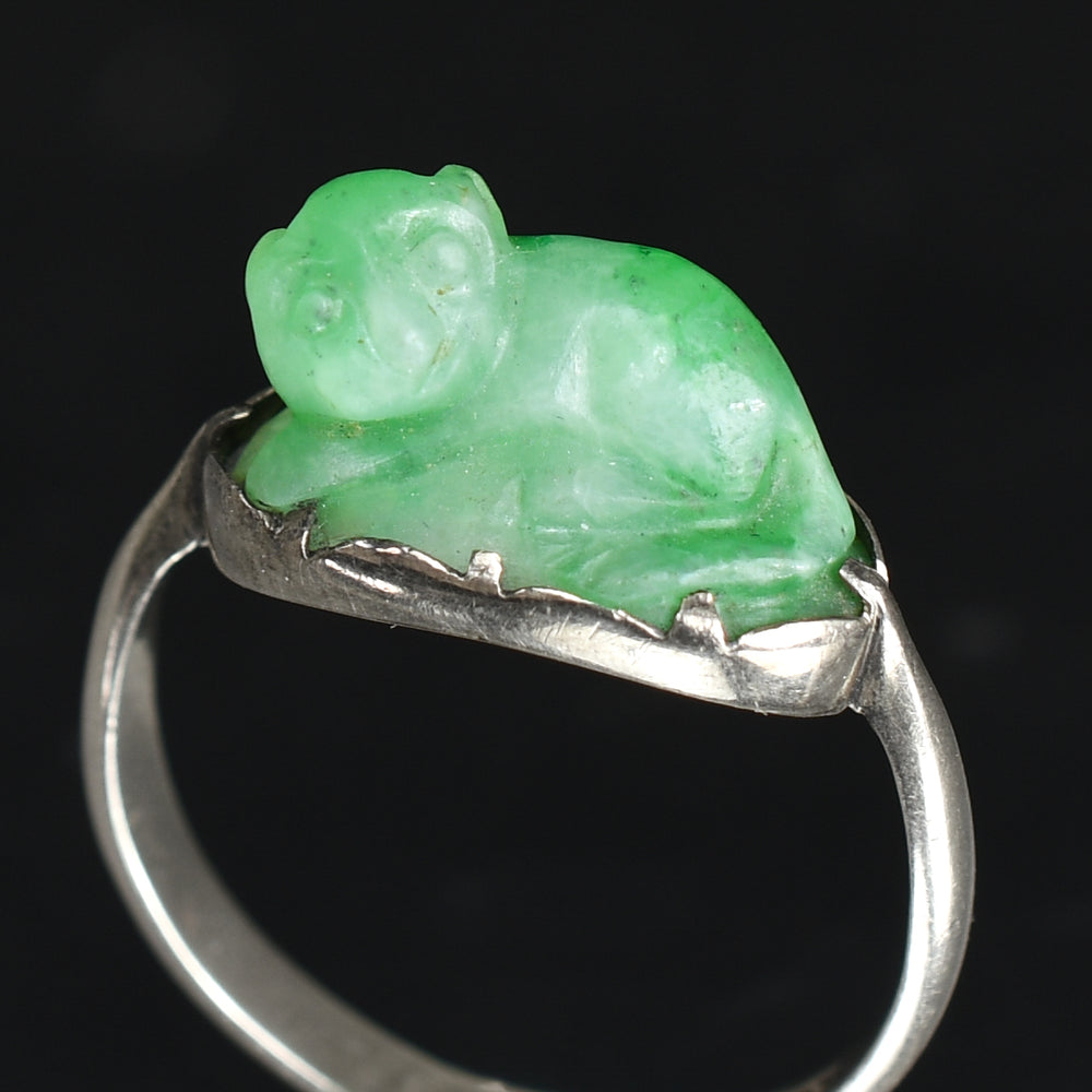 Art Deco Jade Monkey Ring