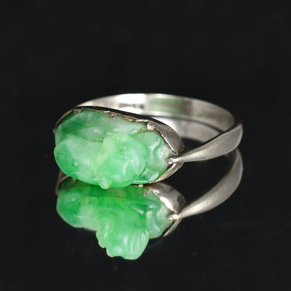 Art Deco Jade Monkey Ring