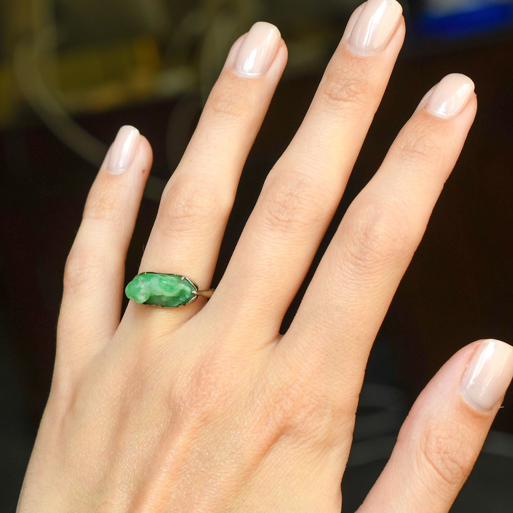 Art Deco Jade Monkey Ring