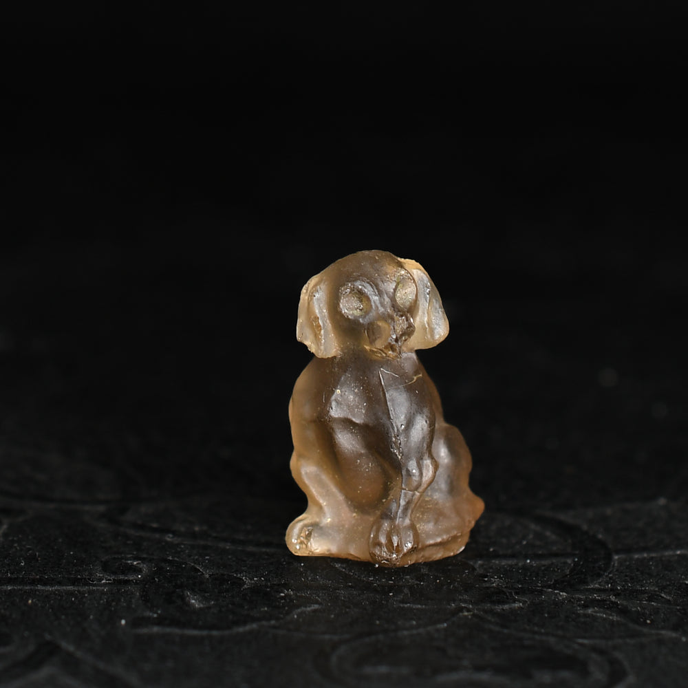 Antique Moulded Glass Dog Memento