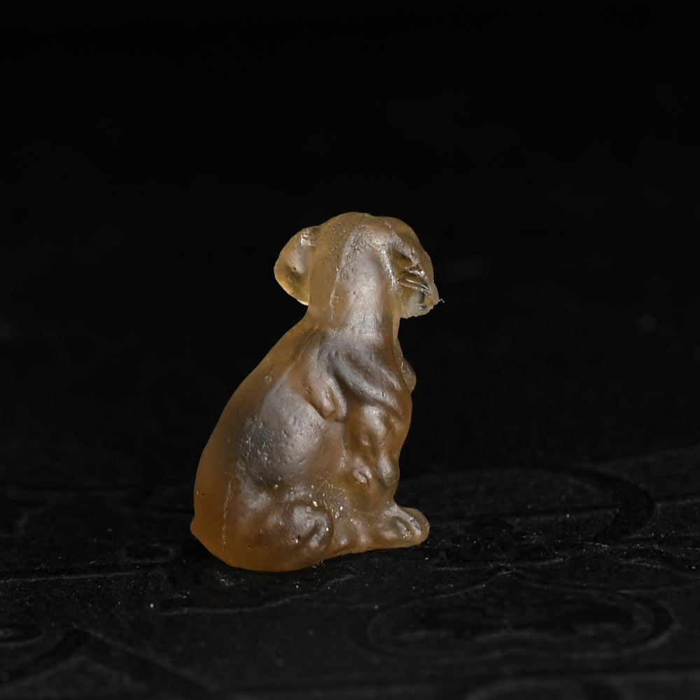 Antique Moulded Glass Dog Memento