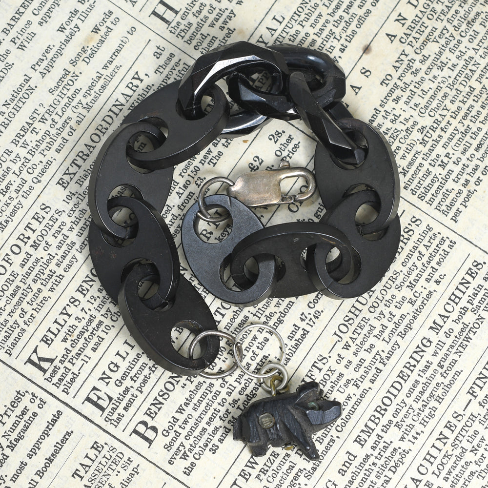 Victorian Vulcanite Chain Bracelet with Stanhope Charm