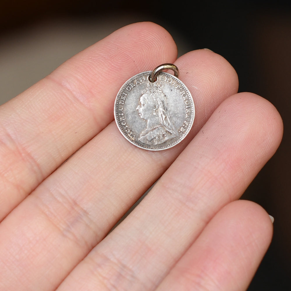 Victorian Sterling Silver Crown Love Token Charm