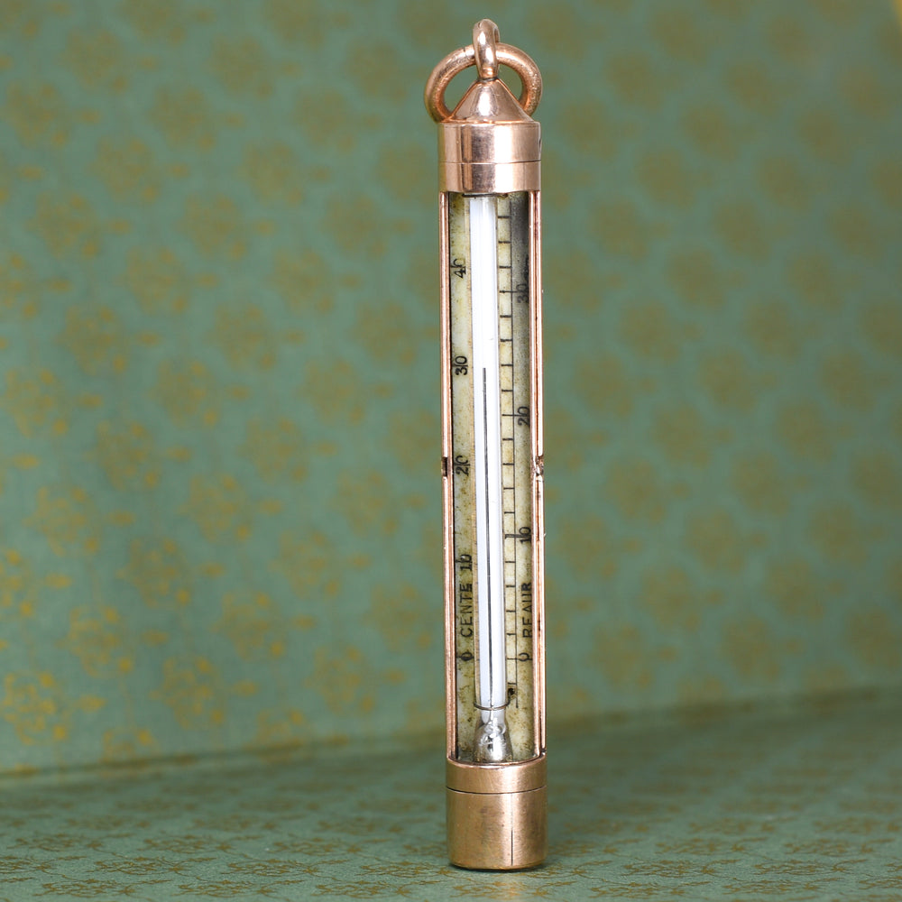 Victorian Rose Gold Swivel Thermometer Pendant