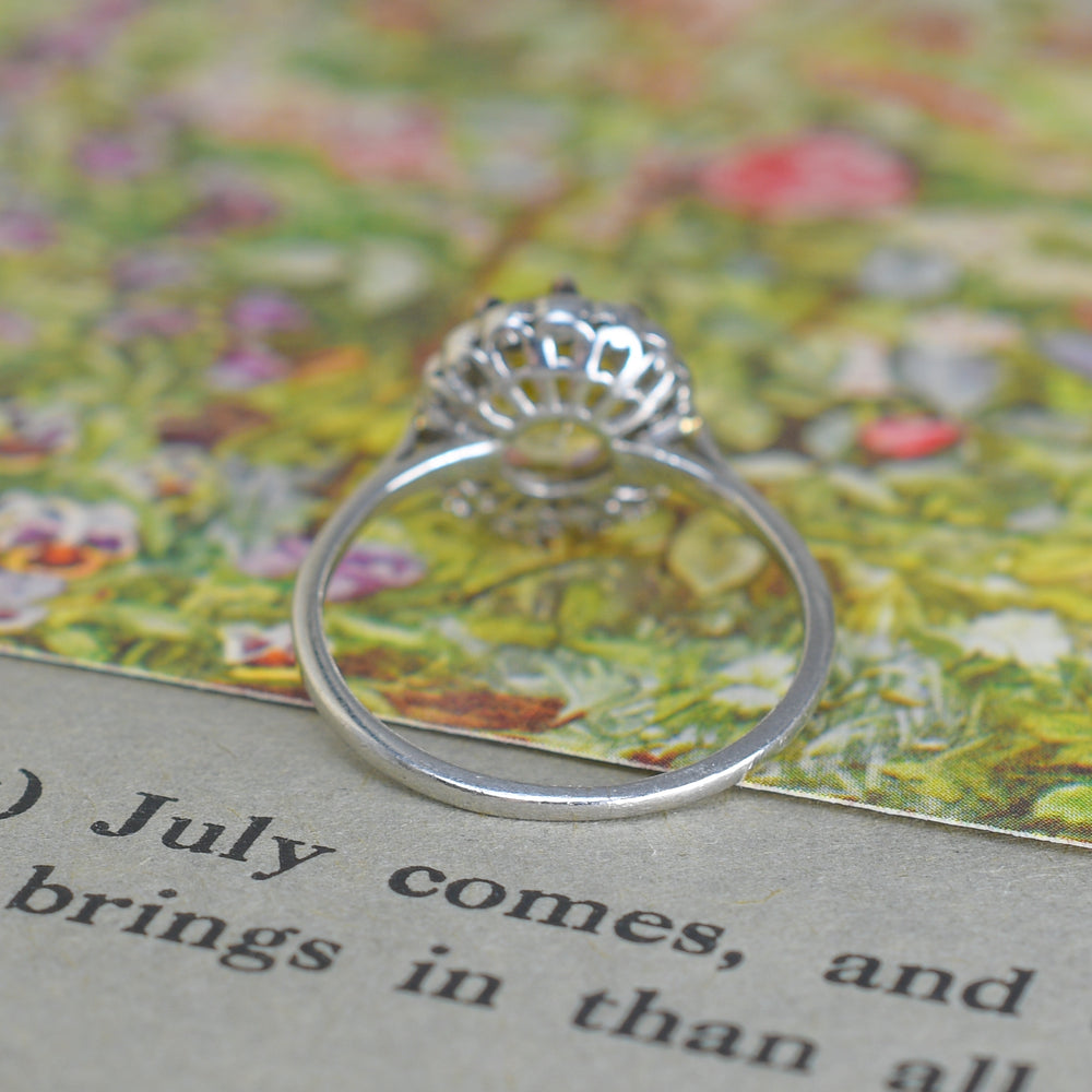 Edwardian Yellow Sapphire & Diamond Daisy Cluster Ring on hold for AB